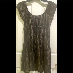 Black and Beige Mini Party Dress